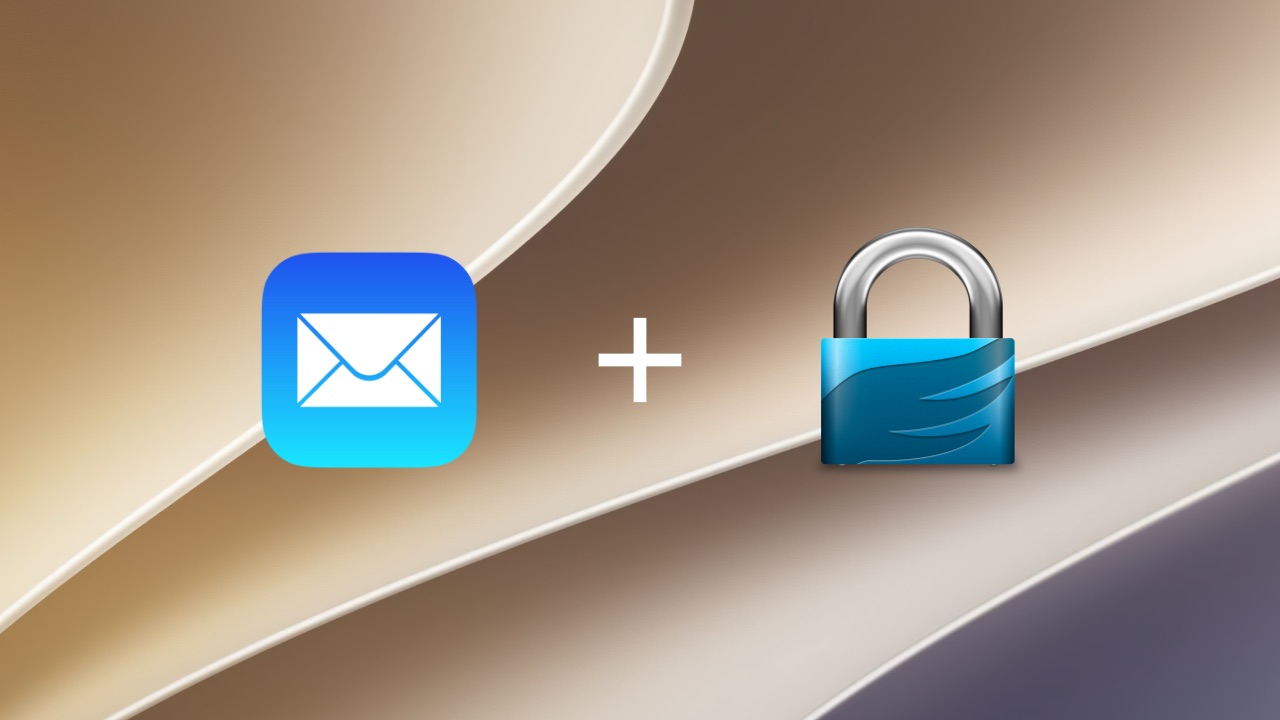 Mail and GPGTools logos on the macOS Golden Gate background