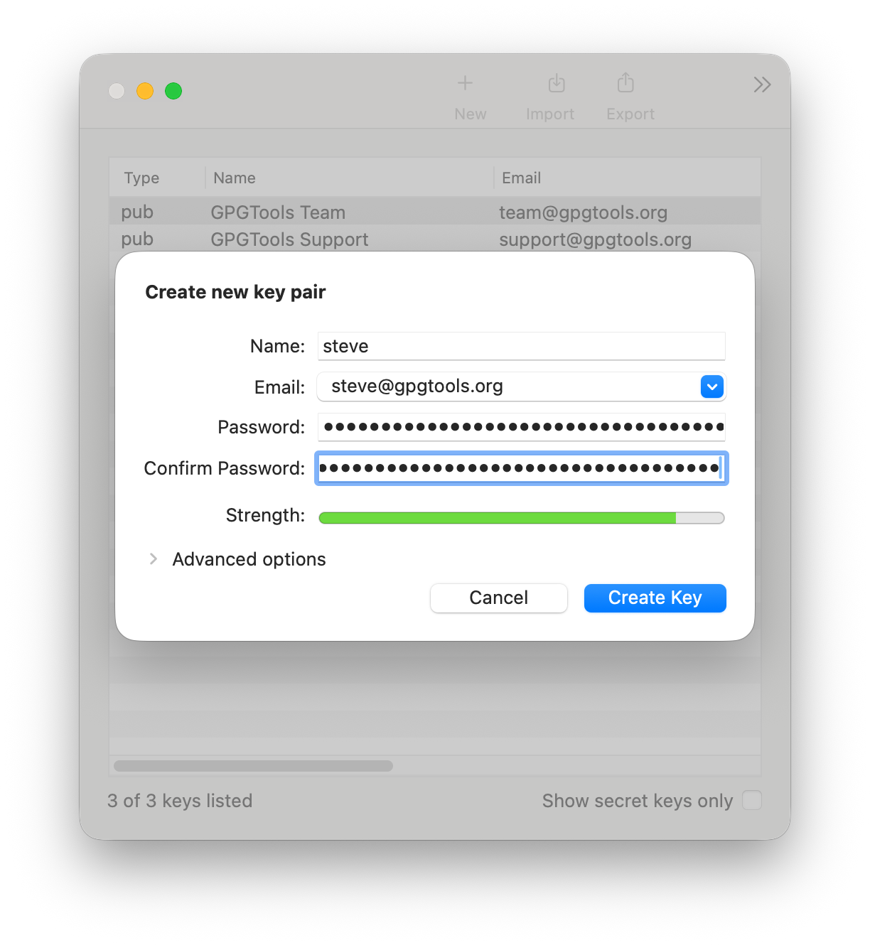 Create a new OpenPGP key in GPG Keychain on macOS Golden Gate